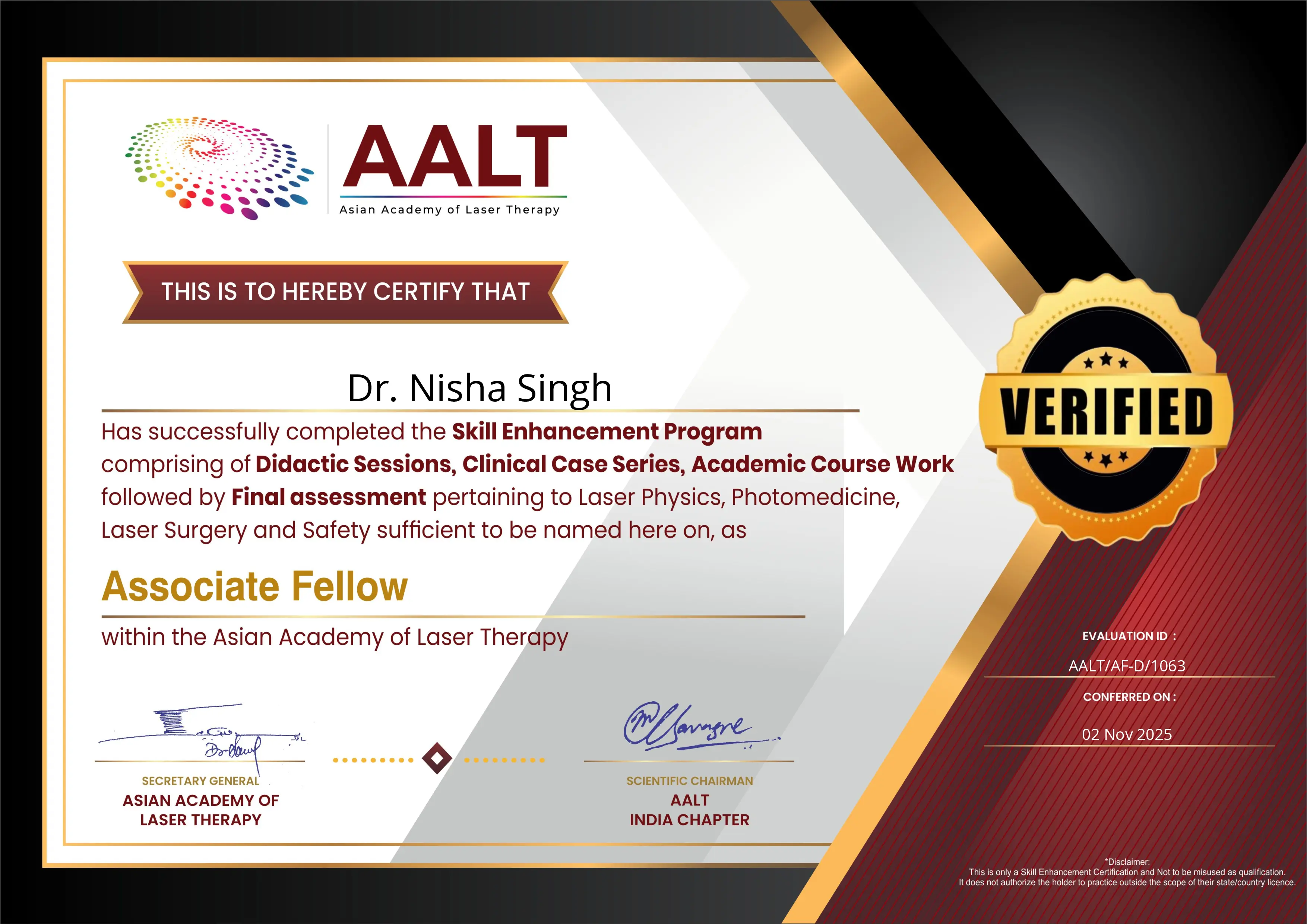 Associate Fellowship in Laser Dentistry & Photomedicine